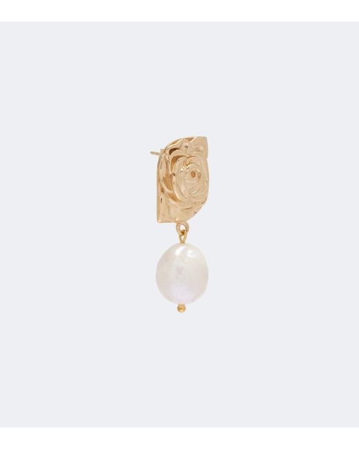 Magda Butrym White Floral Faux-Pearl Drop Earrings