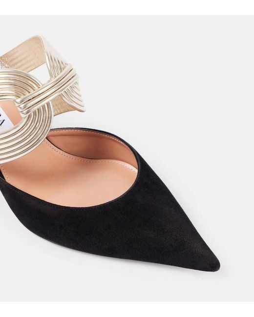 Aquazzura Metallic Esencia 50 Suede Mules