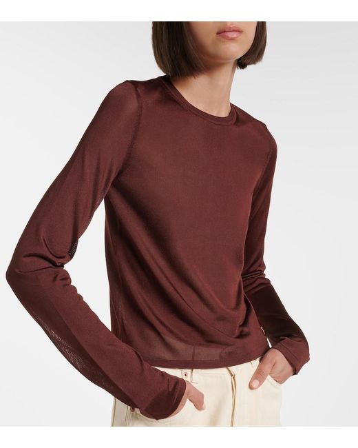 Saint Laurent Red Semi-Sheer Sweater