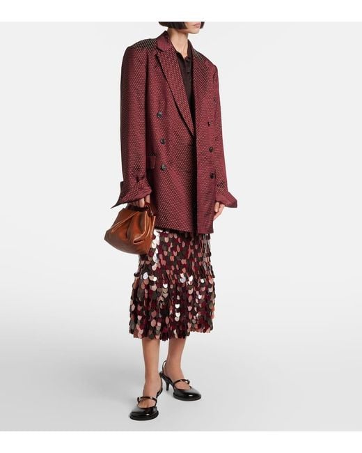 Dries Van Noten Red Polka-Dot Double-Breasted Blazer