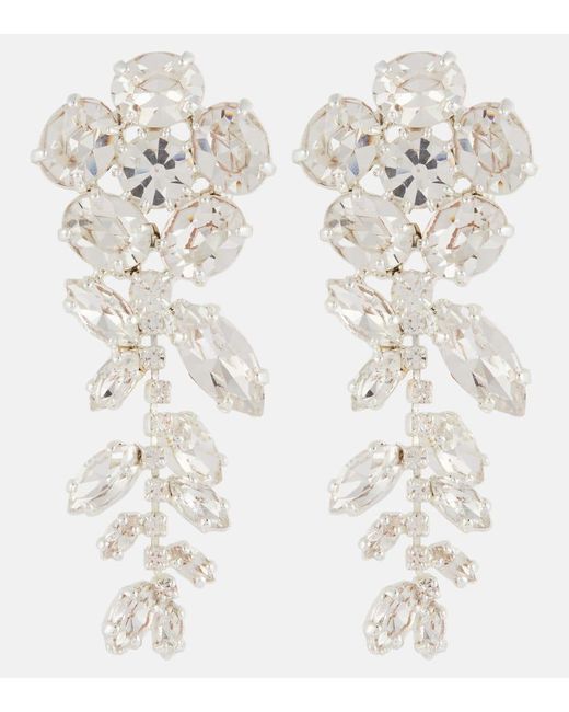 Magda Butrym White Crystal-embellished Floral Drop Earrings