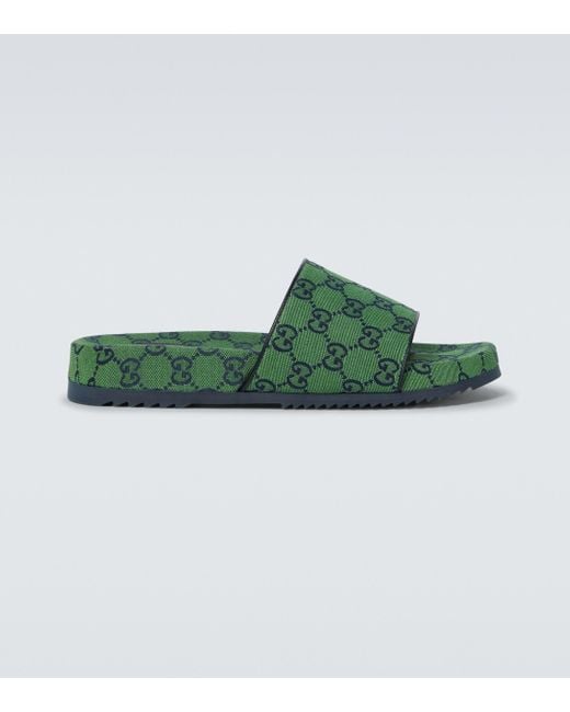 Gucci Green GG Multicolor Slides for men