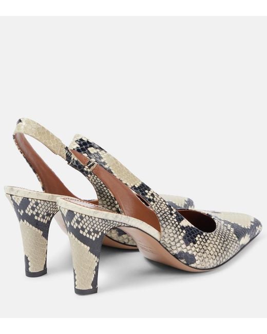 Paris Texas Natural Belle 75 Snake-Effect Leather Slingback Pumps
