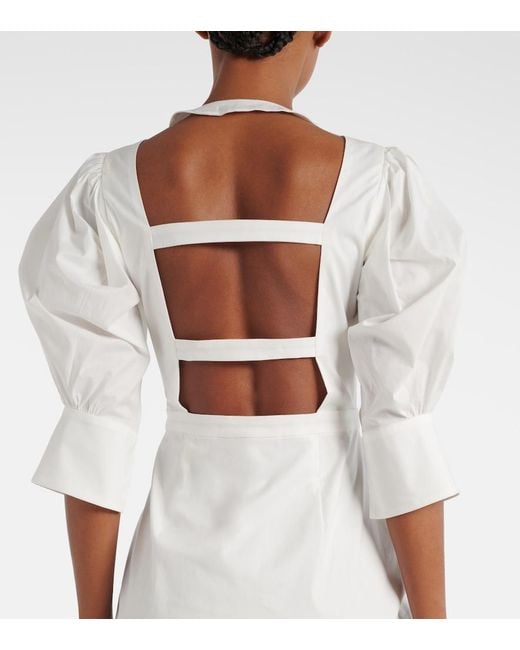 Adriana Degreas White Puff-Sleeve Cotton Maxi Dress