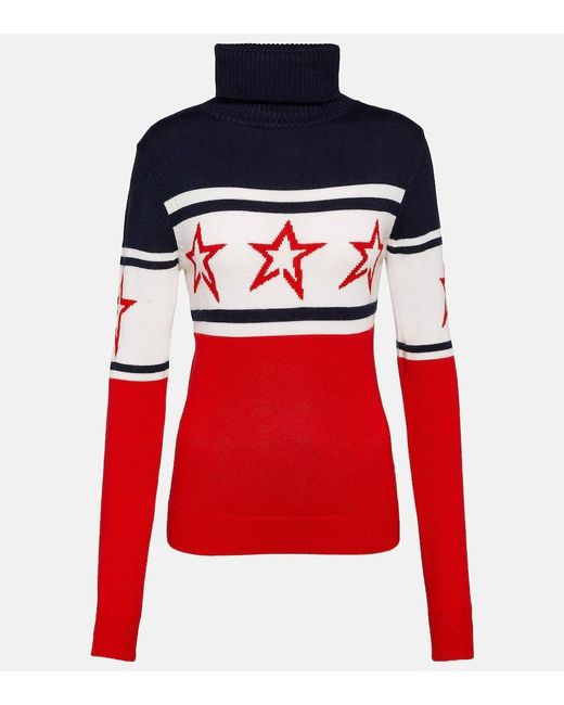 Perfect Moment Red Chopper Wool Turtleneck Sweater