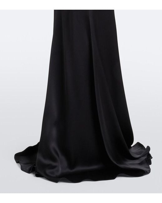 David Koma Black Embellished Halterneck Satin Gown