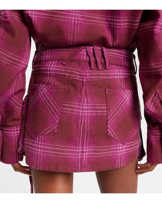 The Attico Pink Fay Cotton And Wool-Blend Miniskirt