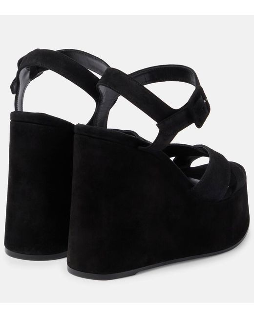 Christian Louboutin Black Wedge-Sandalen Supramariza 130 Aus Samt