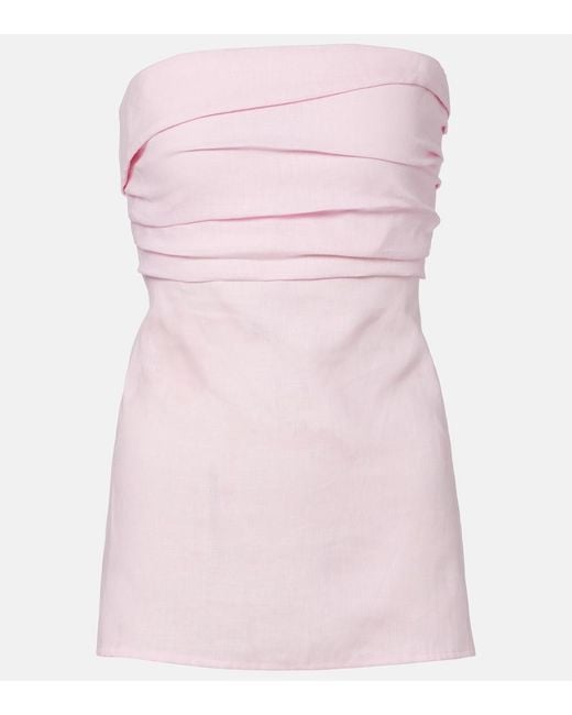 Faithfull The Brand Pink Boe Linen Bustier Top