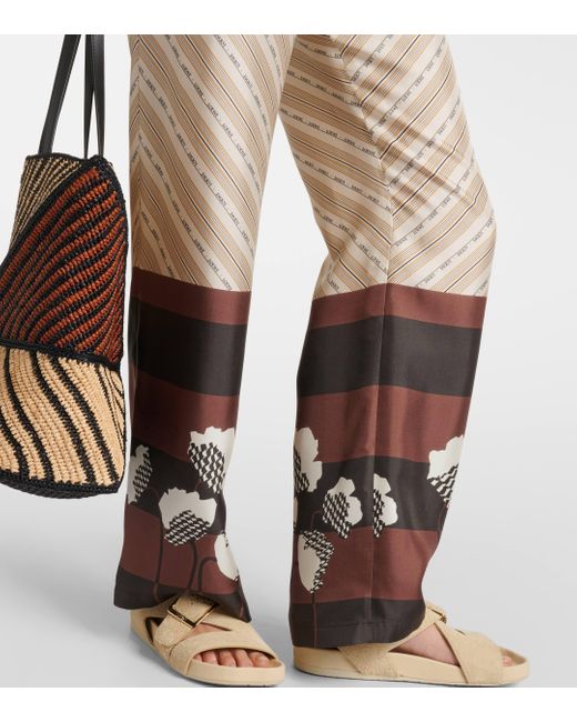 Loewe Natural Printed Silk Satin Pajama Pants