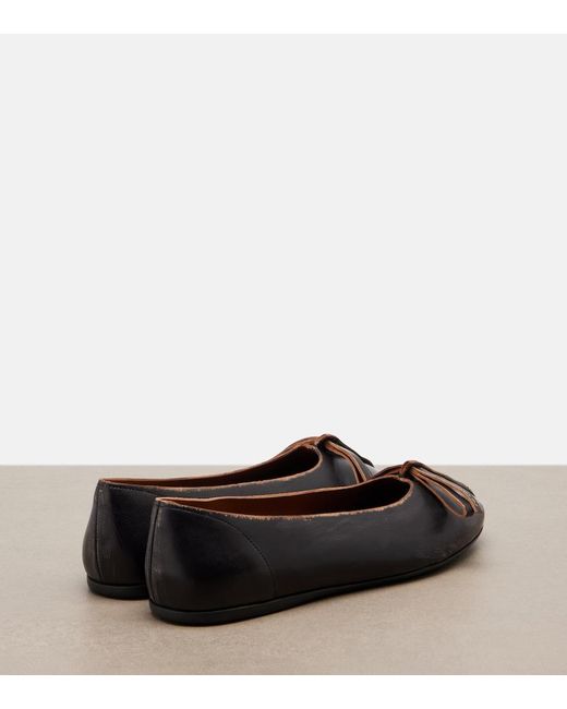 Prada Brown Leather Ballet Flats