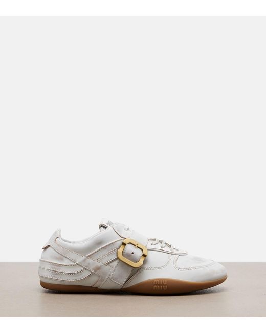 Miu Miu White Gymnasium Leather Sneakers