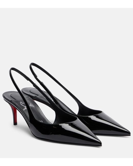 Christian Louboutin Black Miss Z 60 Patent Leather Slingback Pumps