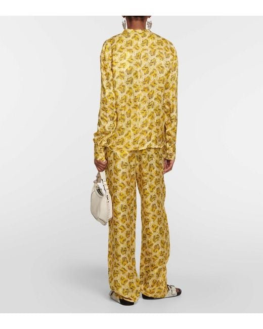 Isabel Marant Yellow Leidy Printed Satin Blouse