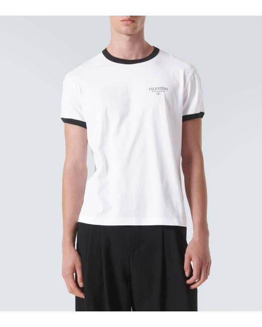 Valentino White Logo Cotton Jersey T-shirt for men