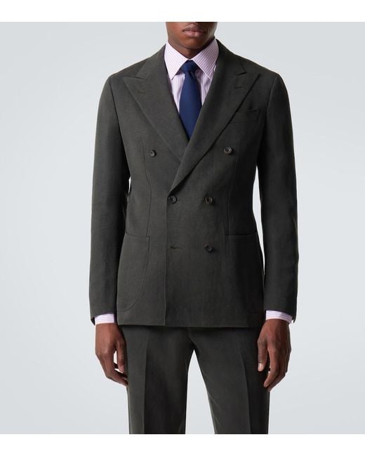 Thom Sweeney Black Linen Suit for men