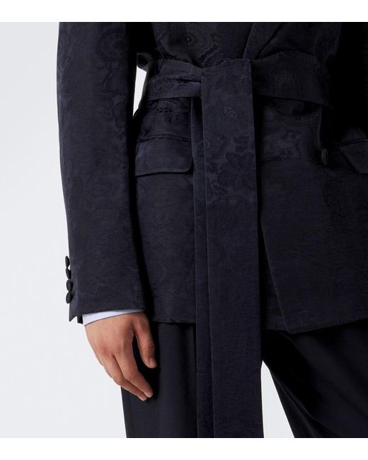 Valentino Black Floral Jacquard Linen And Silk Blazer for men