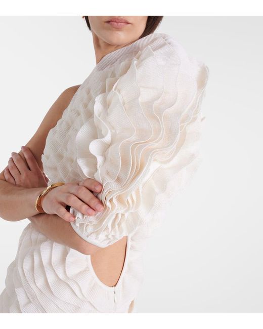 Chloé White One-Shoulder-Robe aus einem Seidengemisch