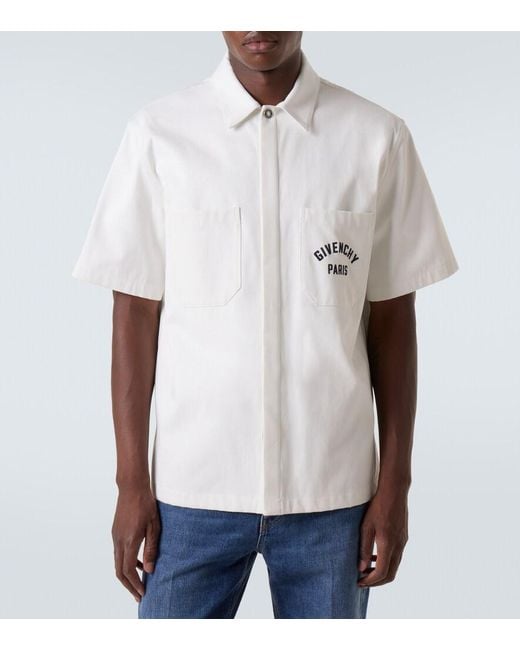 Givenchy White Paris Signature Embroidered Short-Sleeved Shirt for men