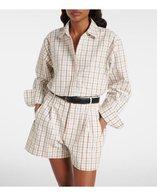 Victoria Beckham White Ellis Checked Cotton Shirt