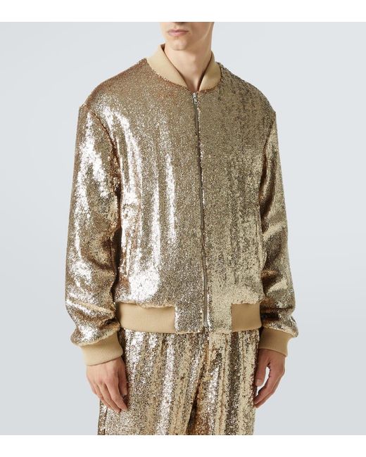 Bomber Con Paillettes di Dries Van Noten in Metallic da Uomo