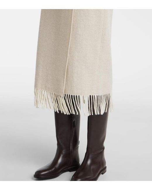 Polo Ralph Lauren Natural Fringed Herringbone Wool-Blend Wrap Skirt