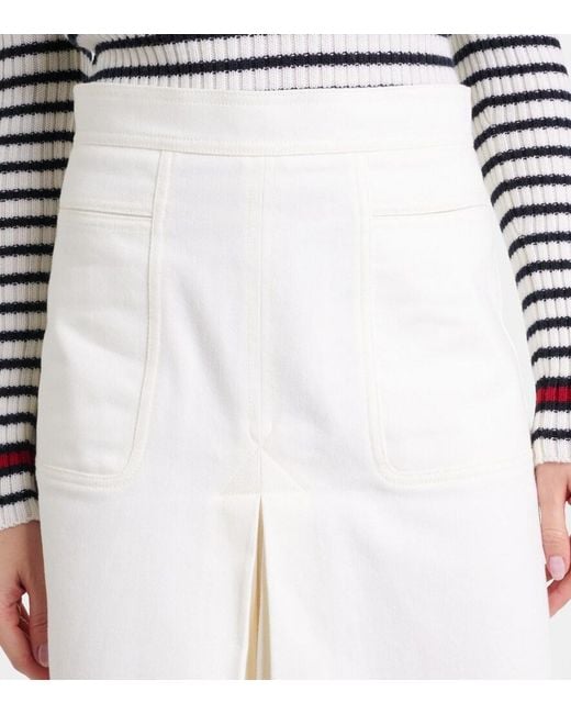 Max Mara White Renoir Pleated Cotton Midi Skirt