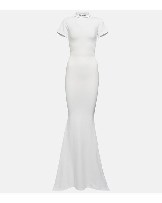 Balenciaga T-shirt Jersey Maxi Dress in White | Lyst
