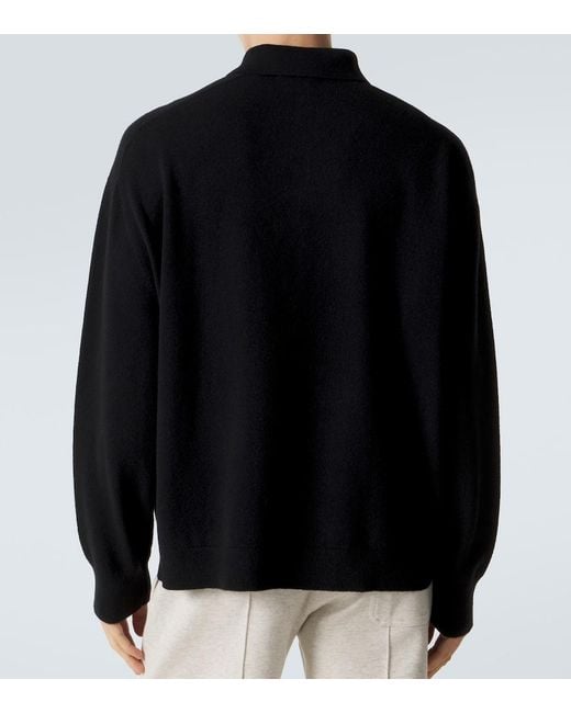 Acne Black Wool Polo Sweater for men