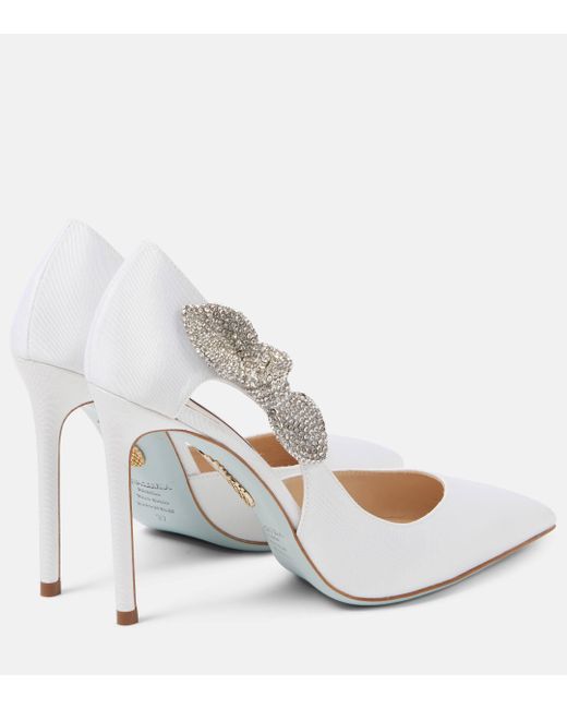 Aquazzura White Very Bow Tie Crystal-Embellished Pumps