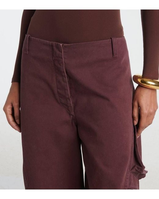 Alaïa Purple Cotton Twill Cargo Pants