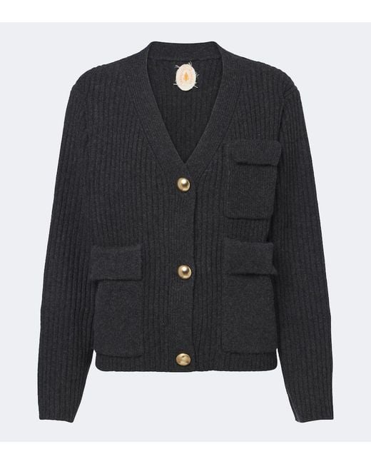 Jardin Des Orangers Black Ribbed-Knit Wool And Cashmere Cardigan