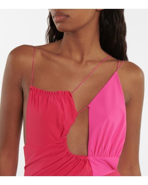 Nensi Dojaka Pink Cutout Ruched Minidress
