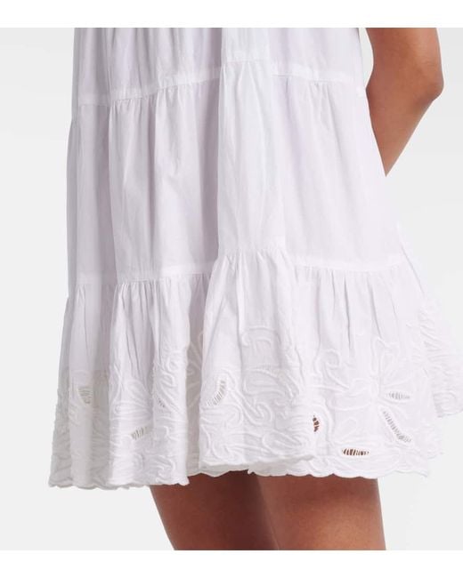 Juliet Dunn White Besticktes Minikleid Aus Baumwollpopeline