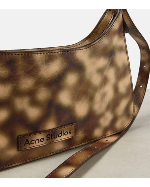 Acne Brown Platt Mini Printed Leather Shoulder Bag