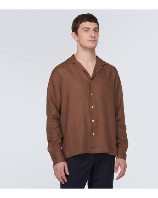 Lardini Brown Linen Shirt for men