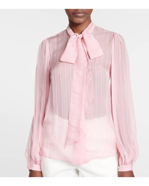 Blusa de seda con detalle de lazo Etro de color Pink