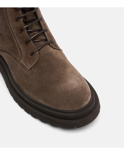 Brunello Cucinelli Brown Monili Suede Lace-Up Boots