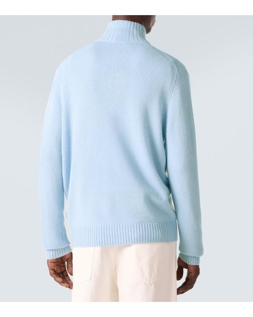 Allude Blue Wool And Cashmere Turtleneck Sweater for men