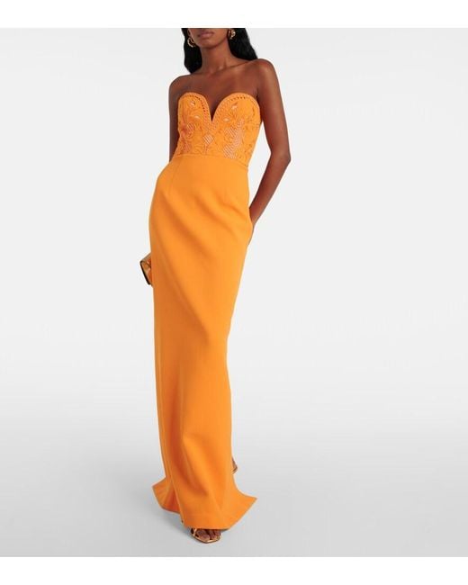 Rebecca Vallance Orange Sirene Strapless Corset Gown