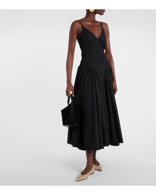 TOVE Black Solene Cotton Poplin Midi Dress