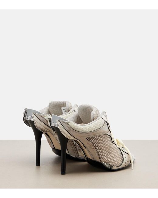 Balenciaga White Stapler Embellished Leather-Trimmed Mules