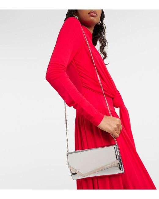 Jimmy Choo Gray Emmie Mirrored Clutch