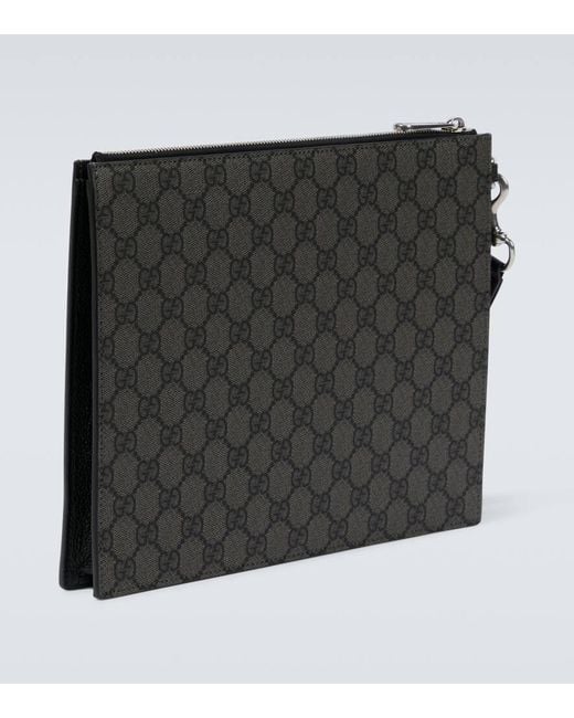 Gucci Gg Canvas Pouch With Strap in Gray for Men | Lyst