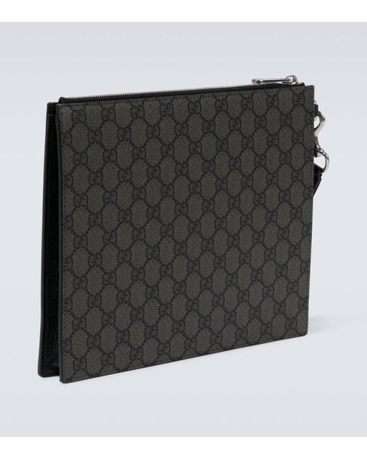 Gucci Gray GG Canvas Pouch With Strap for men