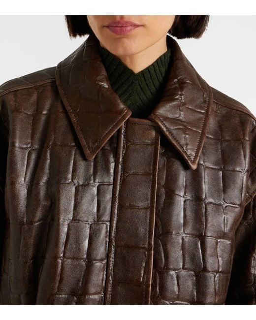 Emilia Wickstead Brown Norcutt Croc-Effect Leather Jacket