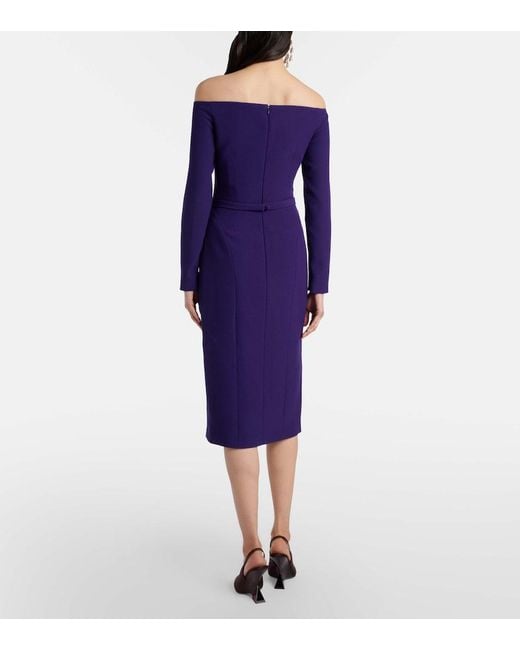 Safiyaa Purple Jay Floral-Applique Crepe Midi Dress