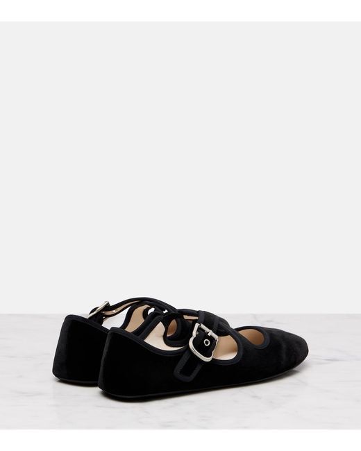 Alaïa Black Suede Criss-Cross Ballet Flats