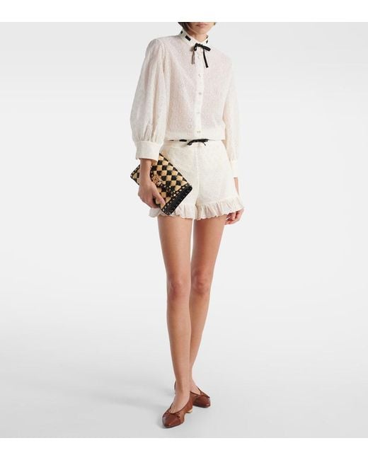 Aquazzura Brown Gioia Mesh And Leather Ballet Flats