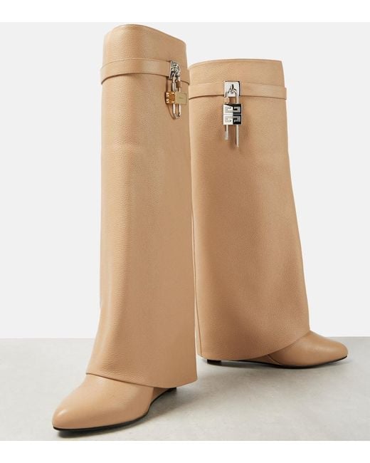Givenchy Natural Stiefel Shark Lock Aus Leder